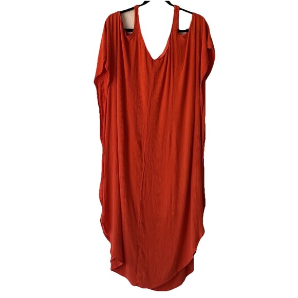 Nina Leonard Kimono Dress Orange Flowy Maxi Women’s Size M Boho Resort Beach - Picture 1 of 9